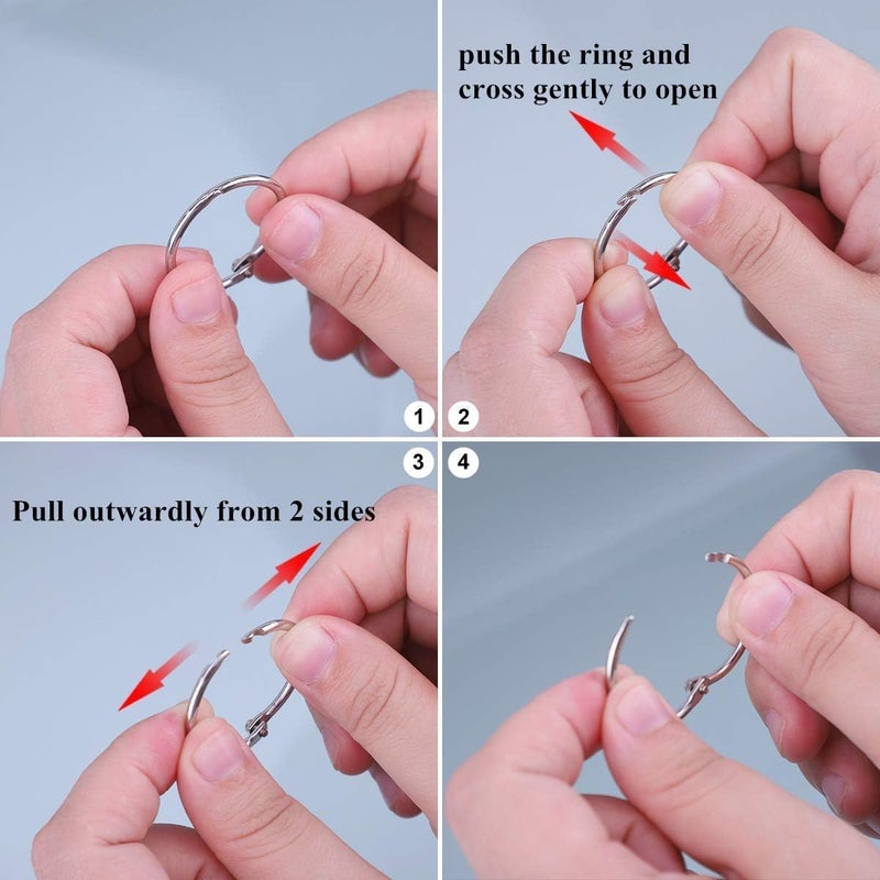 HAUTOCO 100 Pcs Loose Leaf Binder Rings, 1.2 Inch Nickel Plated Metal Binder Rings, Office Book Rings Keychain Key Rings for School Home Index Cards - Image 4